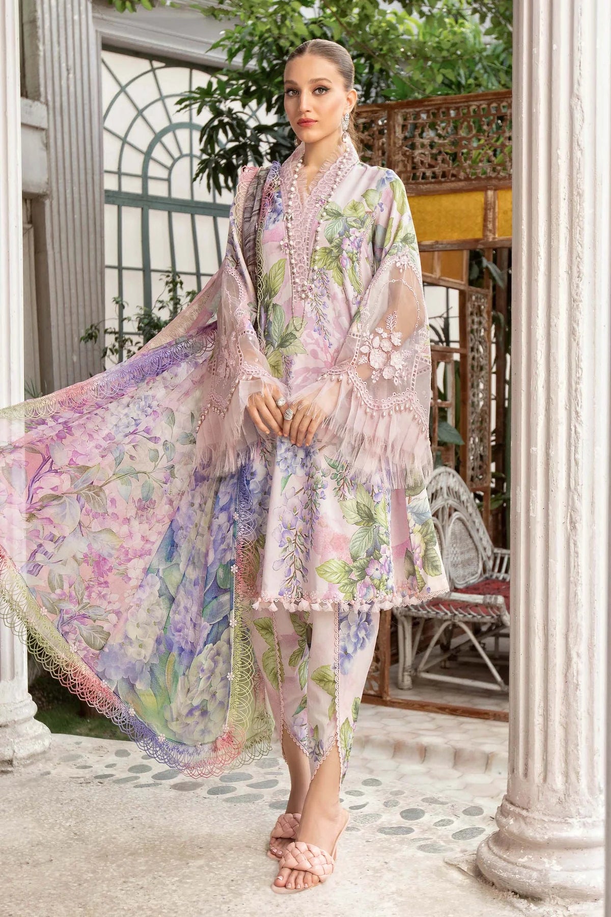 M.Prints By Maria B Unstitched 3 Piece Embroidered Lawn Suit - MPT-01-A - Summer Eid Collection D & M COLLECTION AND NIZAMI JEWELRY