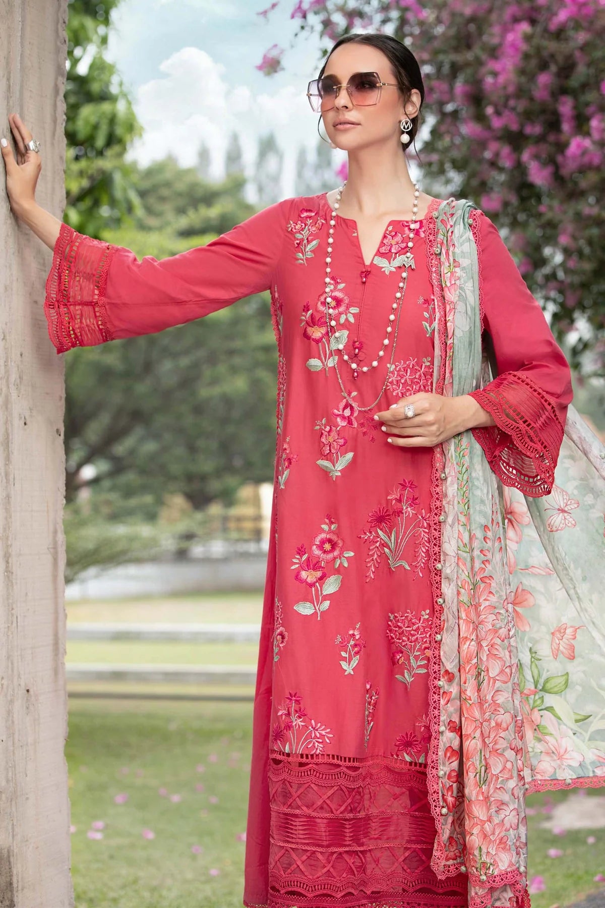 M.Prints By Maria B Unstitched 3 Piece Embroidered Lawn Suit - MPT-02-A - Summer Eid Collection D & M COLLECTION AND NIZAMI JEWELRY