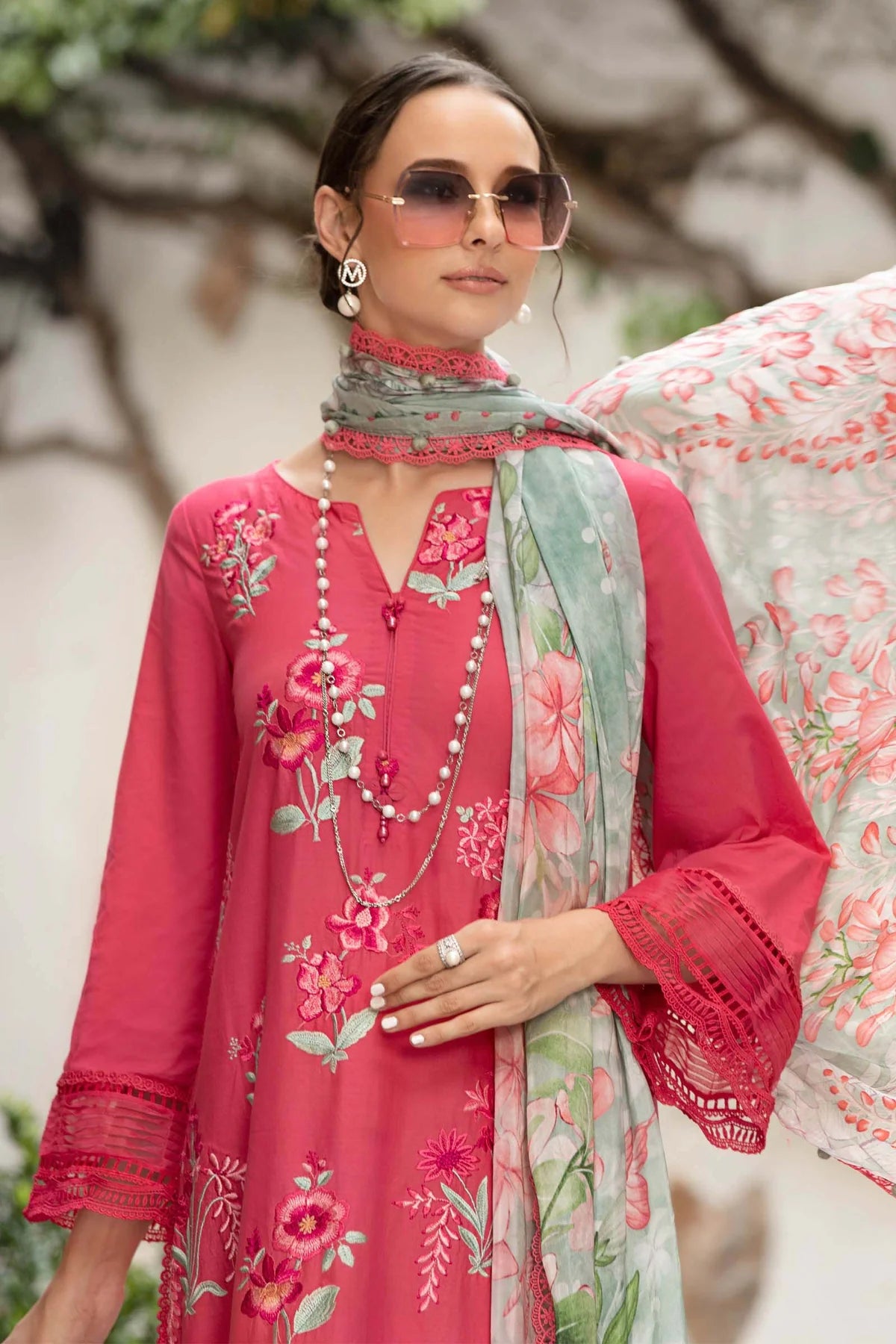 M.Prints By Maria B Unstitched 3 Piece Embroidered Lawn Suit - MPT-02-A - Summer Eid Collection D & M COLLECTION AND NIZAMI JEWELRY