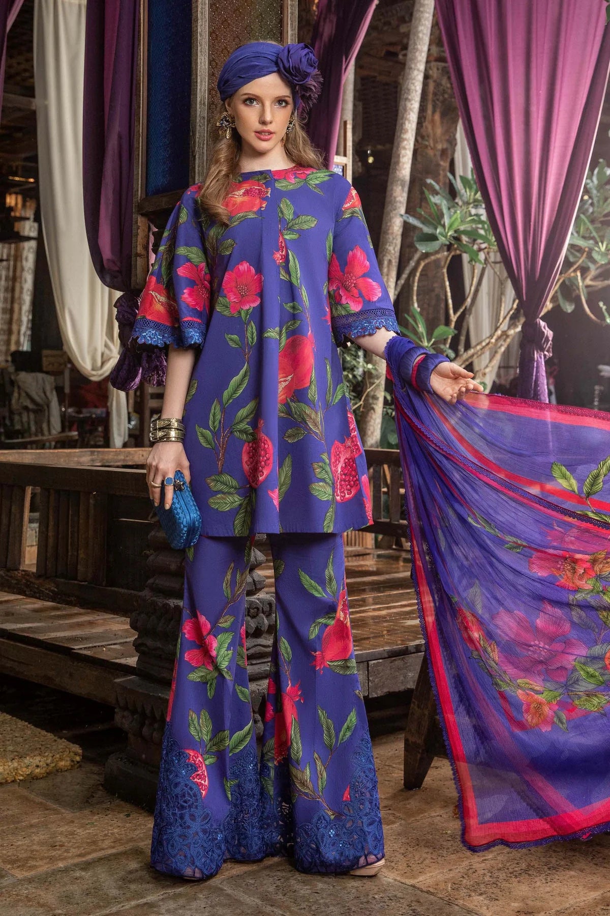 M.Prints By Maria B Unstitched 3 Piece Embroidered Lawn Suit - MPT-03-B - Summer Eid Collection D & M COLLECTION AND NIZAMI JEWELRY