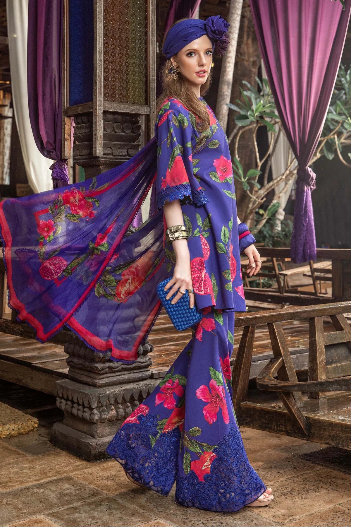 M.Prints By Maria B Unstitched 3 Piece Embroidered Lawn Suit - MPT-03-B - Summer Eid Collection D & M COLLECTION AND NIZAMI JEWELRY