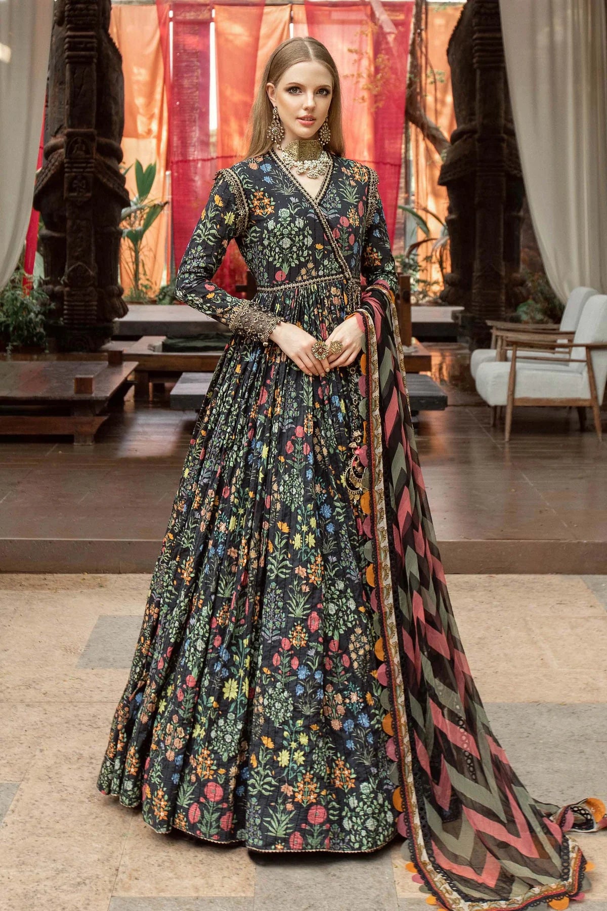 M.Prints By Maria B Unstitched 3 Piece Embroidered Lawn Suit - MPT-08-B - Summer Eid Collection D & M COLLECTION AND NIZAMI JEWELRY