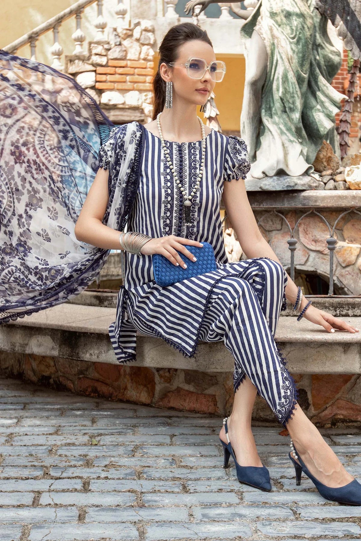 M.Prints By Maria B Unstitched 3 Piece Embroidered Lawn Suit - MPT-10-A - Summer Eid Collection D & M COLLECTION AND NIZAMI JEWELRY