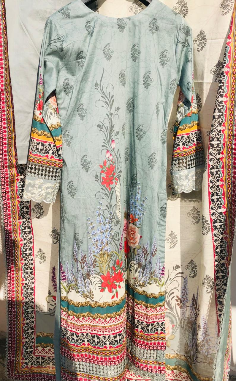 MI Creation by DR. Haris - MARIA Stitched 3 Piece Digital Printed Lawn Suit MAR-008 - Summer Collection