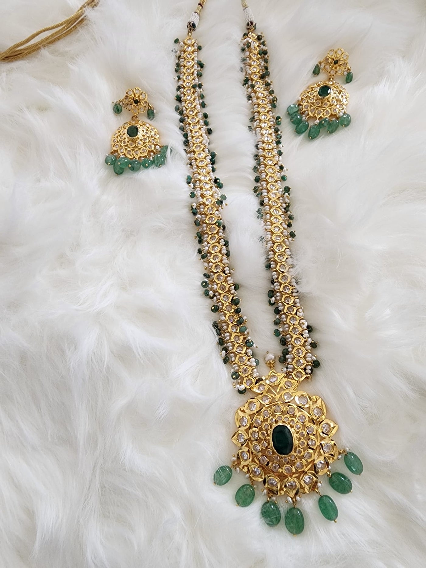 Made on 6 Carat Gold Real Emerald, Uncut Polki, Real Ruby and Real Pearls S-05 D & M COLLECTION AND NIZAMI JEWELRY