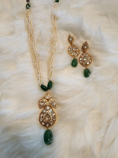 Made on 6 Carat Gold Real Emerald and Real Water Pearls and Moissanite Stone or Uncut Polki S-11 D & M COLLECTION AND NIZAMI JEWELRY