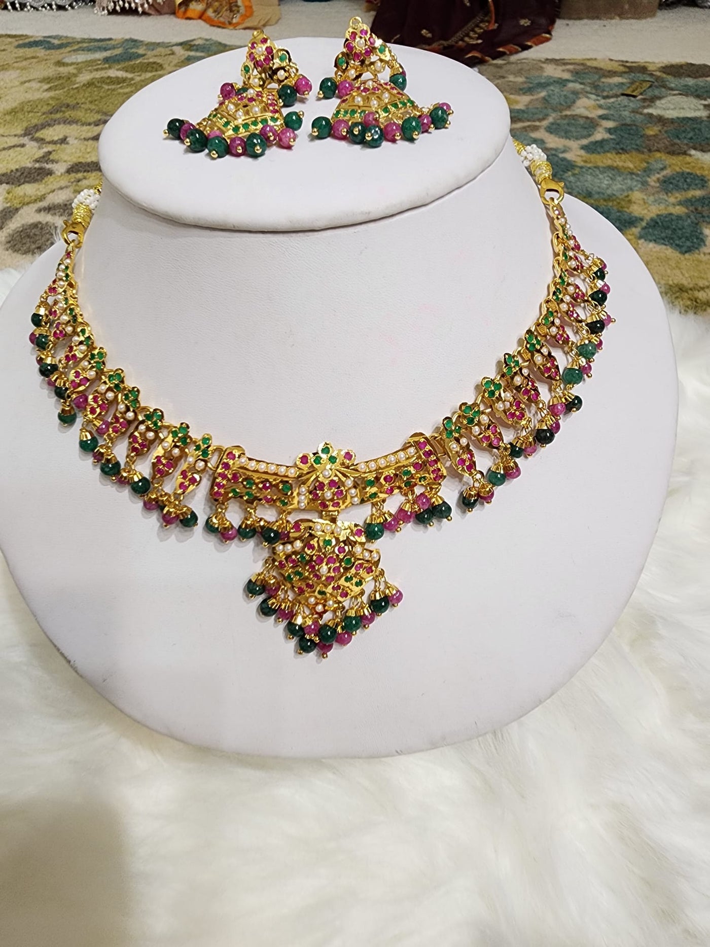 Made on Semi Real Jadau Set, Semi Real Ruby and Emerald S-34 D & M COLLECTION AND NIZAMI JEWELRY