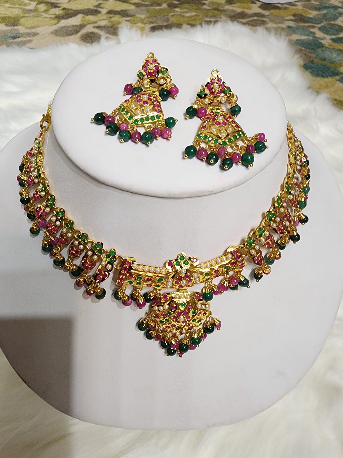 Made on Semi Real Jadau Set, Semi Real Ruby and Emerald S-34 D & M COLLECTION AND NIZAMI JEWELRY