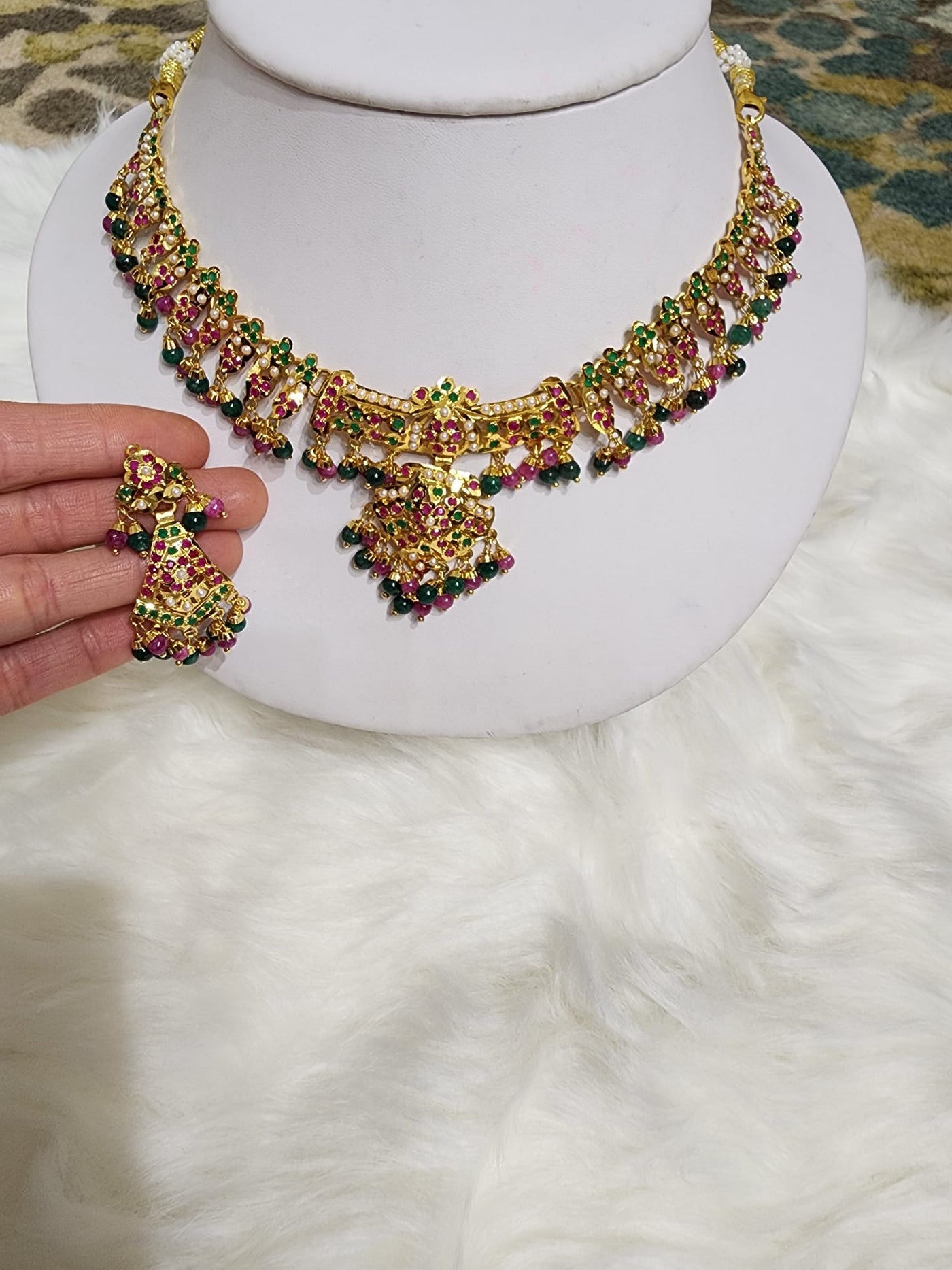 Made on Semi Real Jadau Set, Semi Real Ruby and Emerald S-34 D & M COLLECTION AND NIZAMI JEWELRY