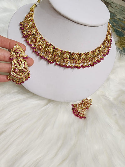 Made on Semi Real Jadau Set, Semi Real Ruby and Pearls S-33 D & M COLLECTION AND NIZAMI JEWELRY