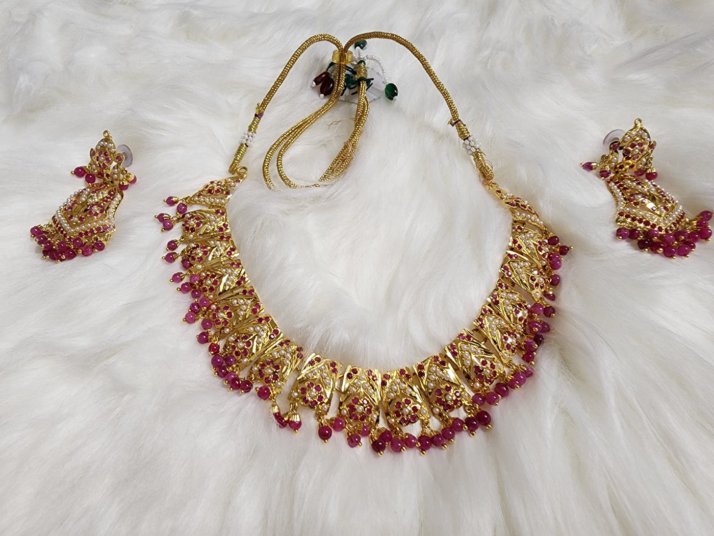 Made on Semi Real Jadau Set, Semi Real Ruby and Pearls S-33 D & M COLLECTION AND NIZAMI JEWELRY