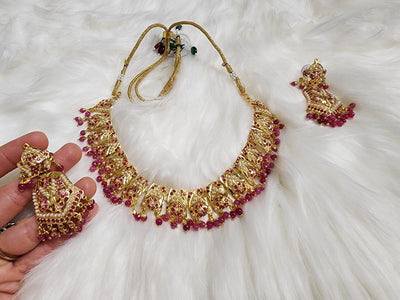 Made on Semi Real Jadau Set, Semi Real Ruby and Pearls S-33 D & M COLLECTION AND NIZAMI JEWELRY