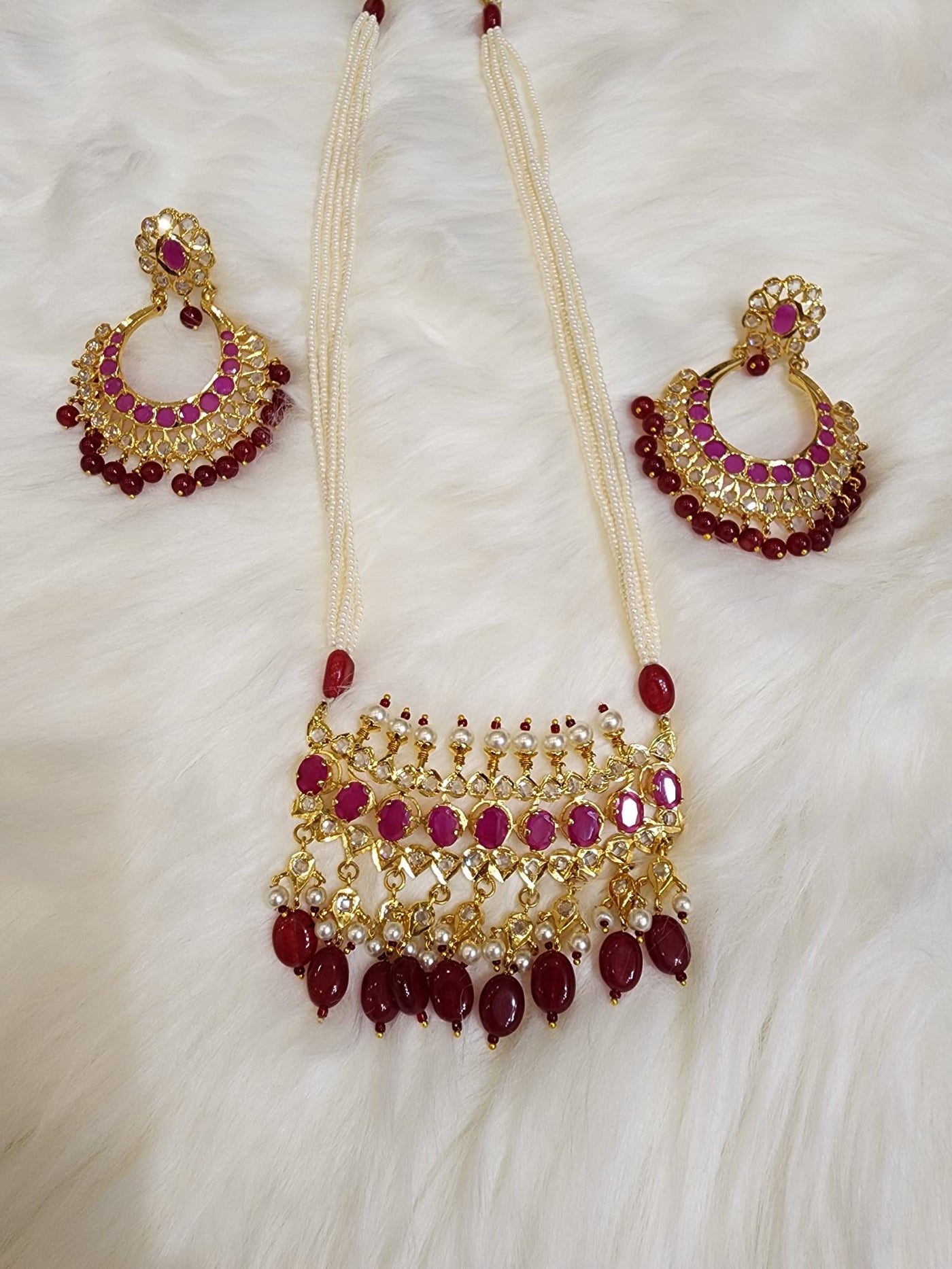 Made on Semi Real, Semi Real Ruby and Semi Real Pearls S-29 D & M COLLECTION AND NIZAMI JEWELRY