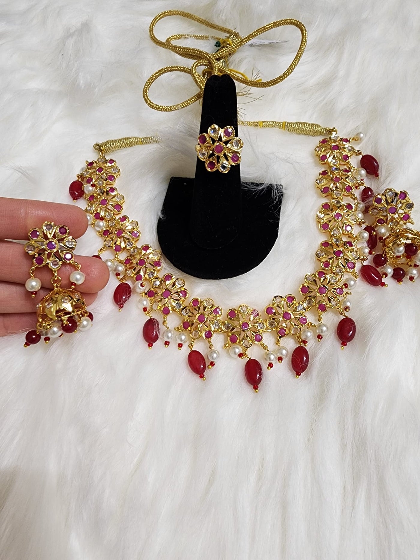 Made on Semi Real, Semi Real Ruby and Semi Real Pearls S-32 D & M COLLECTION AND NIZAMI JEWELRY