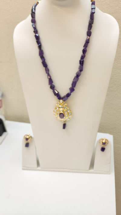 Made on 6 Carat Gold Real Amethyst and Mozinite Stone S-69