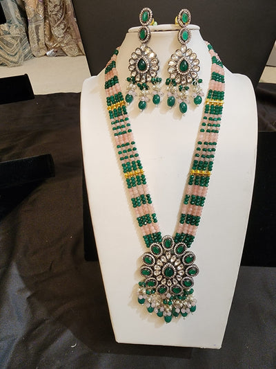 Made on Pachi Kundan Cubic Zirconia Stone with Emerald Aweze Onyx Beads S-60