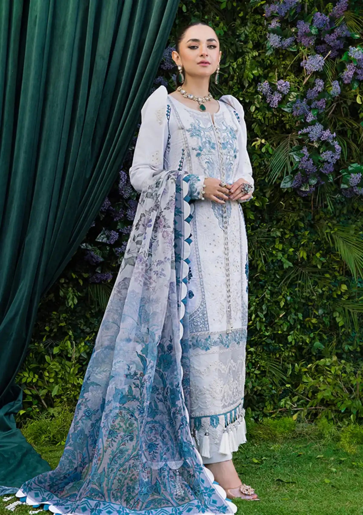 Mahiymaan By Al Zohaib Stitched 3 Piece Embroidered Lawn Suits D-11 - Luxury Summer Collection D & M COLLECTION AND NIZAMI JEWELRY