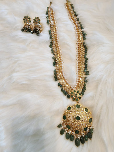 Mango Haar Made on 6 Carat Gold Real Emerald and Real Water Pearls & Polki S-12 D & M COLLECTION AND NIZAMI JEWELRY