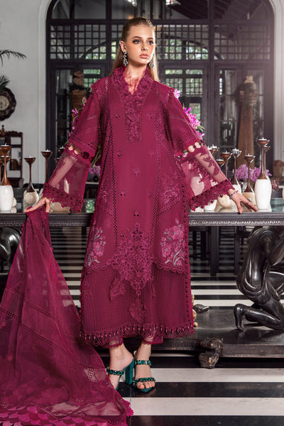 Maria B Luxury Eid Lawn Unstitched 3 Piece Embroidered Suit EL-23-09-Magenta - Luxury Summer Collection D & M COLLECTION AND NIZAMI JEWELRY