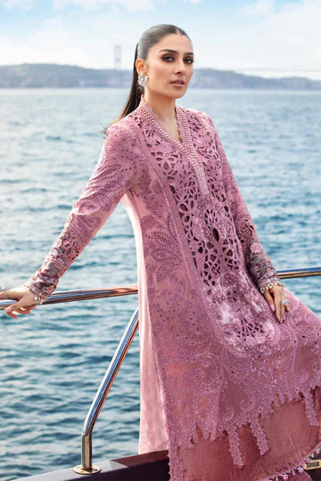 Maria B Unstitched 3 Piece Embroidered Linen Suit MB23LN D6-Ash Pink - Luxury Winter Collection