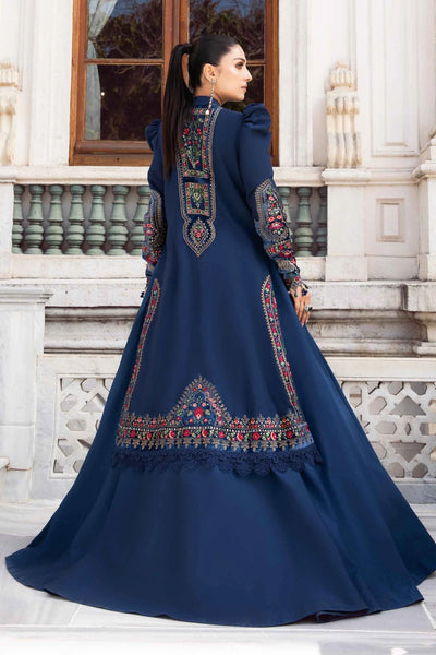 Maria B Unstitched 3 Piece Embroidered Linen Suit MB23LN D9-Navy Blue - Luxury Winter Collection