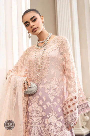 Maria B Unstitched 4 Piece Embroidered Chiffon Suit SCMB23 D3 Lilac - Luxury Collection