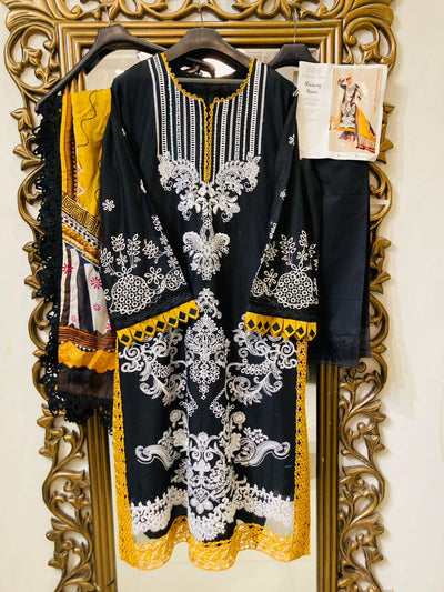 Maryam Hussain Stitched 3 Piece Embroidered Lawn Suit MH23-D-4 Mustard Affair - Luxury Collection D & M COLLECTION AND NIZAMI JEWELRY