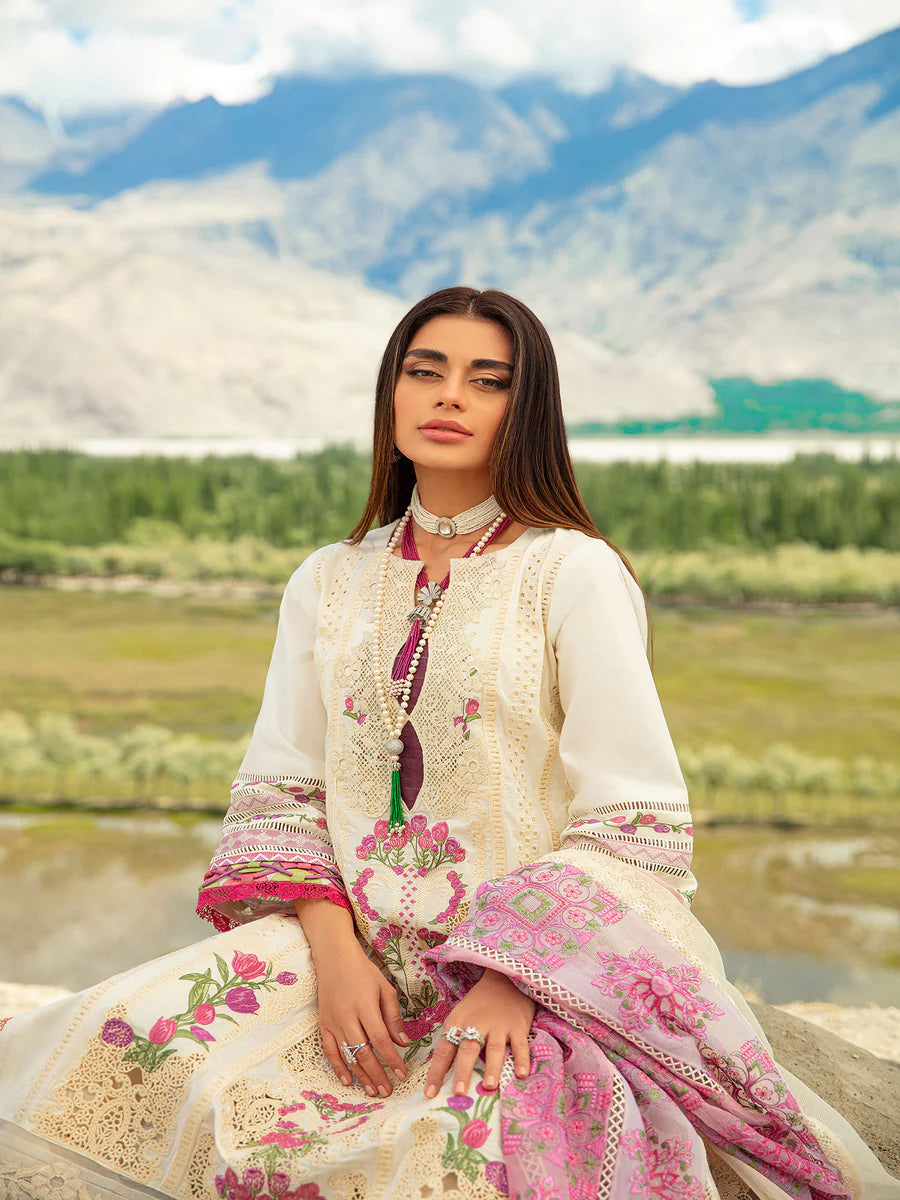 Maryam Hussain Stitched 3 Piece Embroidered Lawn Suit MH23-D-6 Moon Light - Luxury Collection D & M COLLECTION AND NIZAMI JEWELRY