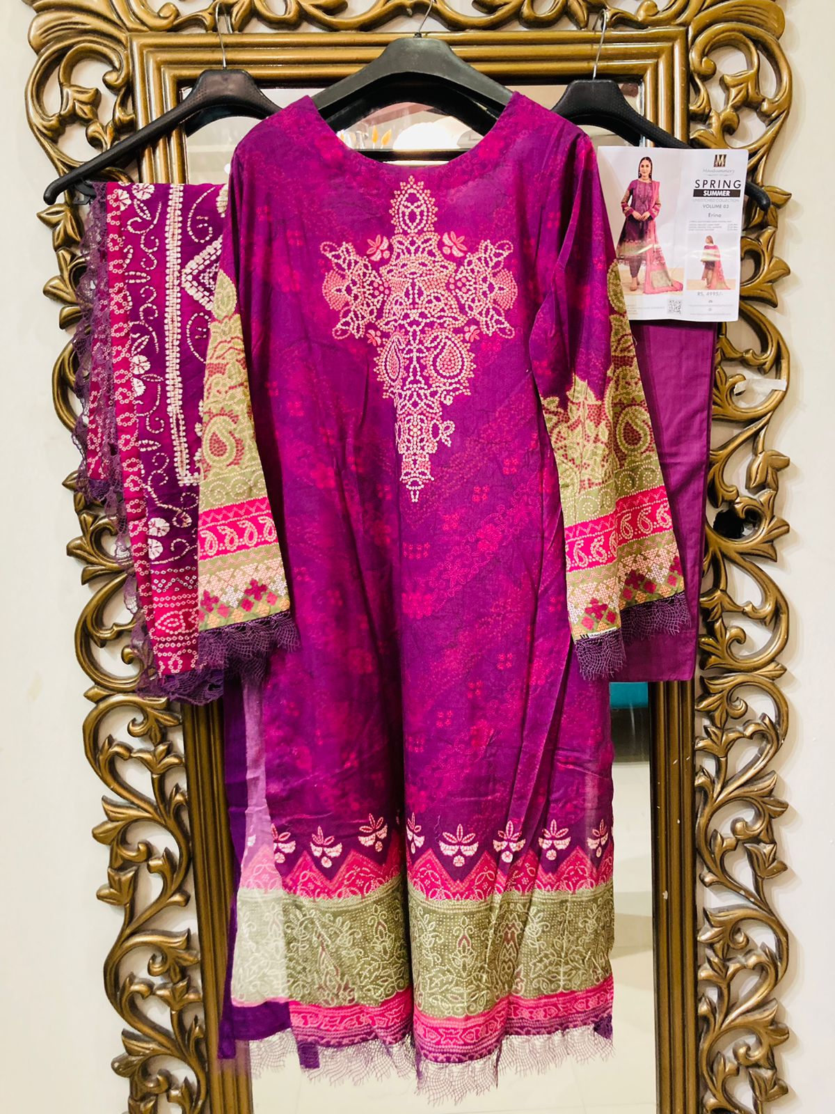 Mausummery Stitched 3 Piece Digital Printed Lawn Suit 23V3 - Erina - Luxury Summer Collection D & M COLLECTION AND NIZAMI JEWELRY