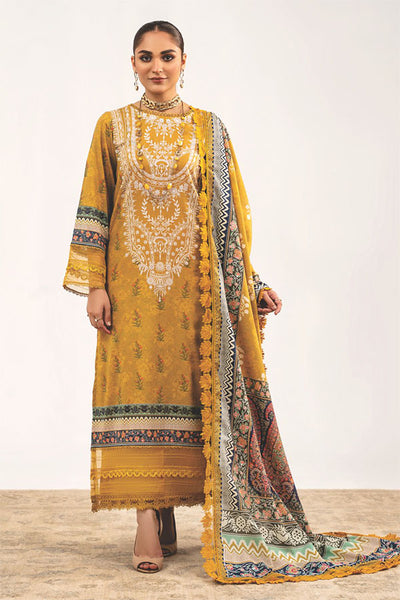 Mausummery Stitched 3 Piece Digital Printed Lawn Suit 23V3 - Erina Mustard - Luxury Summer Collection D & M COLLECTION AND NIZAMI JEWELRY