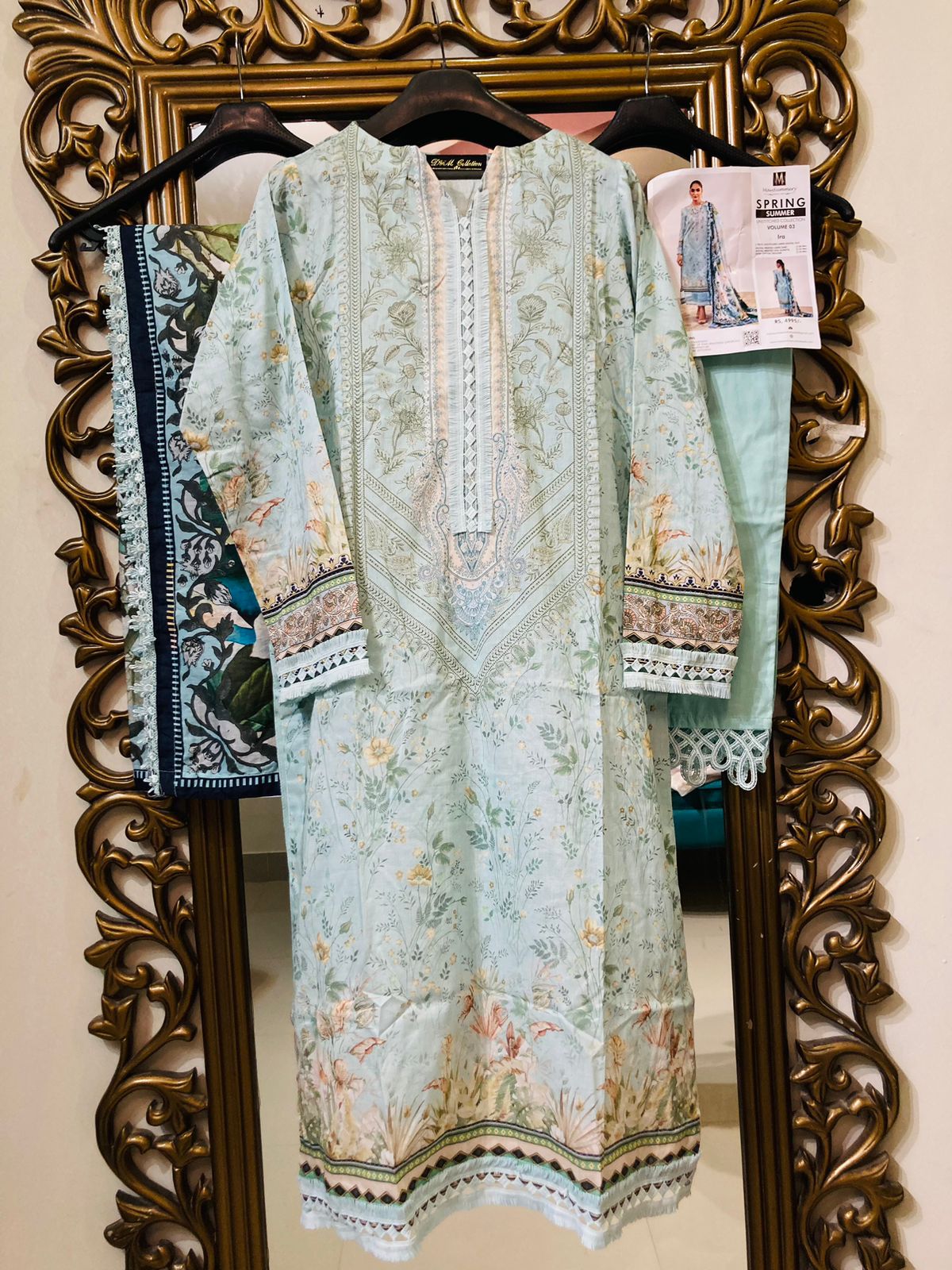 Mausummery Stitched 3 Piece Digital Printed Lawn Suit 23V3 - Ira - Luxury Summer Collection D & M COLLECTION AND NIZAMI JEWELRY