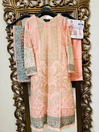 Mausummery Stitched 3 Piece Digital Printed Lawn Suit 23V3 - Mehr - Luxury Summer Collection D & M COLLECTION AND NIZAMI JEWELRY