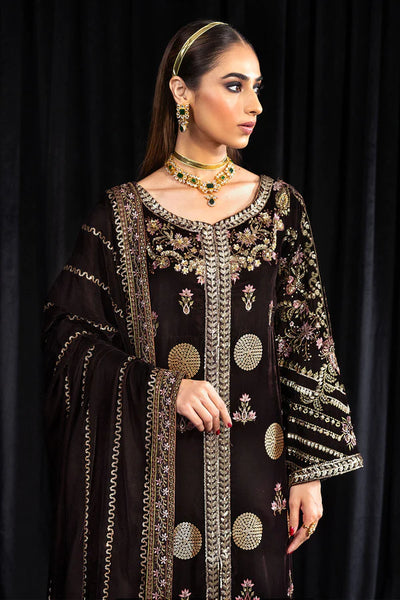 Maya By Nureh Unstitched 3 Piece Embroidered Velvet Suit NU23MYV NS-103 Moore - Winter Collection