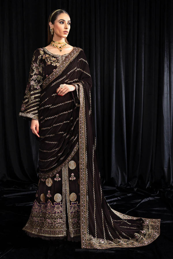 Maya By Nureh Unstitched 3 Piece Embroidered Velvet Suit NU23MYV NS-103 Moore - Winter Collection