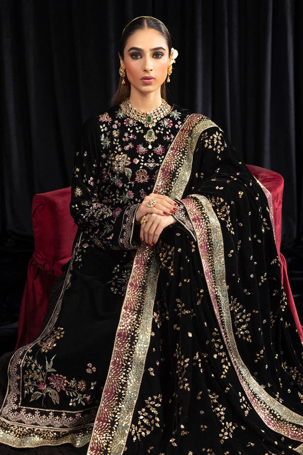 Maya By Nureh Unstitched 3 Piece Embroidered Velvet Suit NU23MYV NS-104 Kiyara - Winter Collection