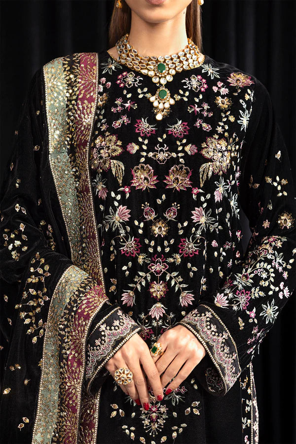 Maya By Nureh Unstitched 3 Piece Embroidered Velvet Suit NU23MYV NS-104 Kiyara - Winter Collection