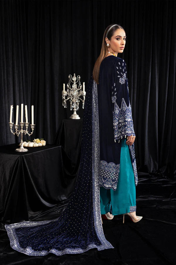 Maya By Nureh Unstitched 3 Piece Embroidered Velvet Suit NU23MYV NS-105 Safeena - Winter Collection