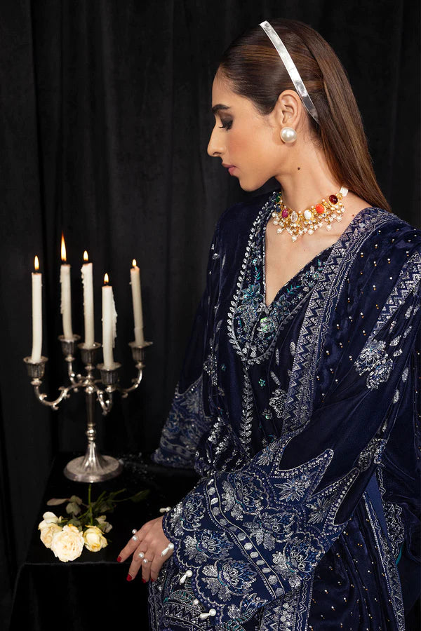 Maya By Nureh Unstitched 3 Piece Embroidered Velvet Suit NU23MYV NS-105 Safeena - Winter Collection