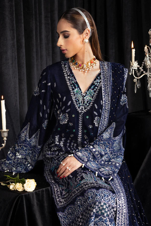 Maya By Nureh Unstitched 3 Piece Embroidered Velvet Suit NU23MYV NS-105 Safeena - Winter Collection