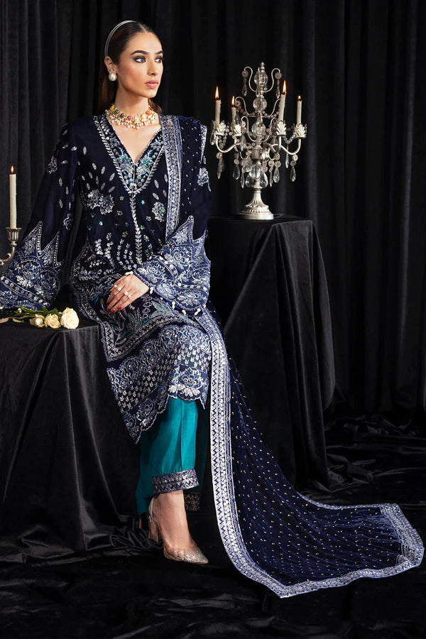 Maya By Nureh Unstitched 3 Piece Embroidered Velvet Suit NU23MYV NS-105 Safeena - Winter Collection