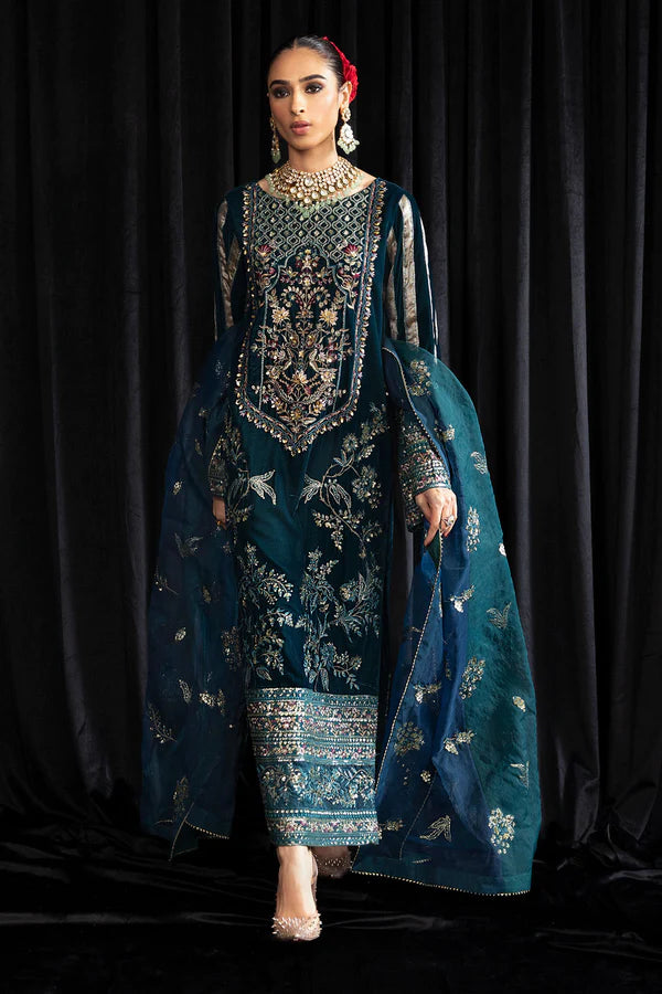 Maya By Nureh Unstitched 3 Piece Embroidered Velvet Suit NU23MYV NS-107 Lehar - Winter Collection