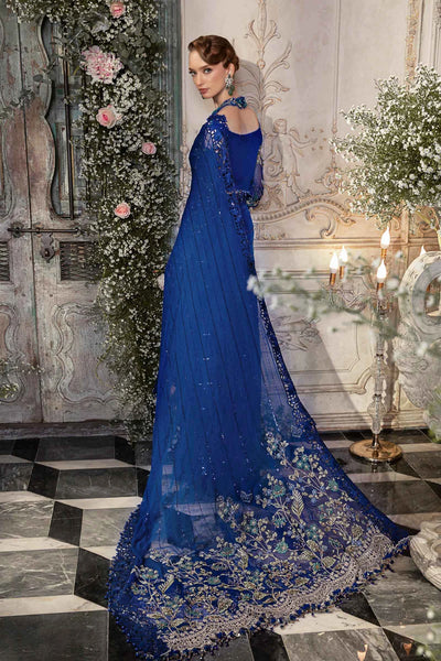 Mbroidered By Maria B Unstitched 4 Piece Embroidered Chiffon Suit MB23MW D4-Cobalt Blue - Luxury Collection