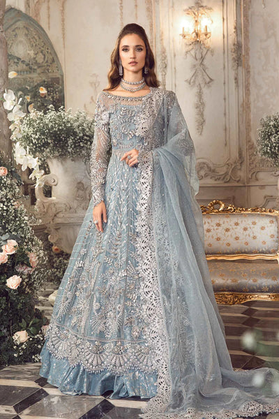 Mbroidered By Maria B Unstitched 4 Piece Embroidered Organza Suit MB23MW D2-Ice Blue - Luxury Collection