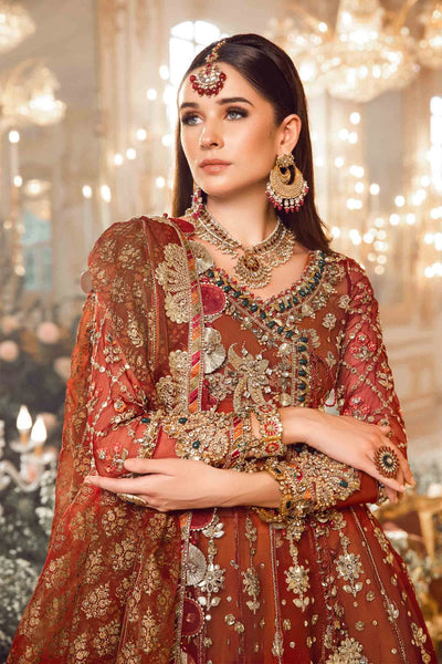 Mbroidered By Maria B Unstitched 4 Piece Embroidered Organza Suit MB23MW D5-Maroon - Luxury Collection