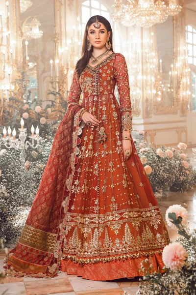 Mbroidered By Maria B Unstitched 4 Piece Embroidered Organza Suit MB23MW D5-Maroon - Luxury Collection