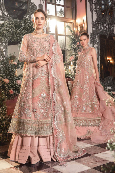 Mbroidered By Maria B Unstitched 4 Piece Embroidered Organza Suit MB23MW D6-Pastel Pink - Luxury Collection