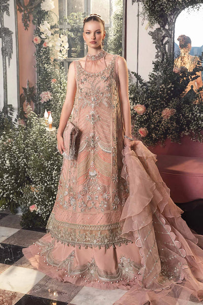 Mbroidered By Maria B Unstitched 4 Piece Embroidered Organza Suit MB23MW D6-Pastel Pink - Luxury Collection