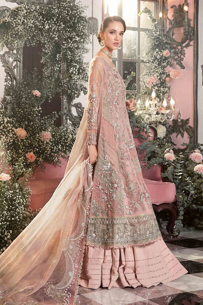 Mbroidered By Maria B Unstitched 4 Piece Embroidered Organza Suit MB23MW D6-Pastel Pink - Luxury Collection