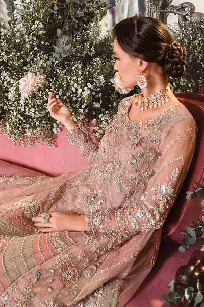 Mbroidered By Maria B Unstitched 4 Piece Embroidered Organza Suit MB23MW D6-Pastel Pink - Luxury Collection