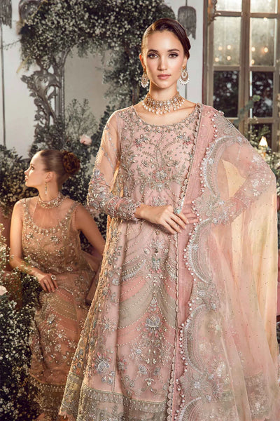 Mbroidered By Maria B Unstitched 4 Piece Embroidered Organza Suit MB23MW D6-Pastel Pink - Luxury Collection